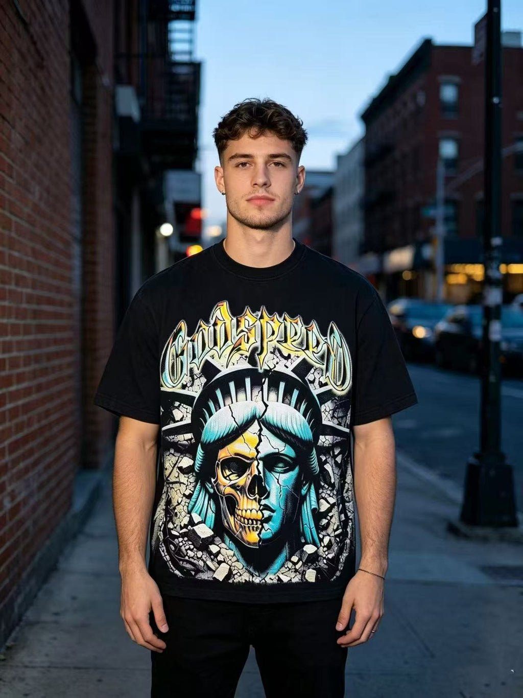 Godspeed Out of Many One Liberty Skull Graphic T-Shirt